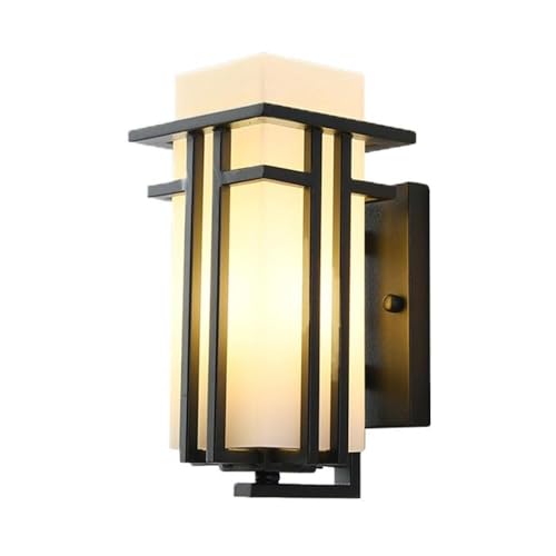 TONFON Wandleuchte für den Außenbereich, wasserdicht, aus Schmiedeeisen, Antik-Optik, rostfrei, mit weißem Glas, rechteckig, für Garten, Villa, Hof, Balkon, Eingangsbereich, Flur, Haus, Veranda TONFON Wandleuchte für den Außenbereich, wasserdicht, aus Schmiedeeisen, Antik-Optik, rostfrei, mit weißem Glas, rechteckig, für Garten, Villa, Hof, Balkon, Eingangsbereich, Flur, Haus, Veranda von TONFON