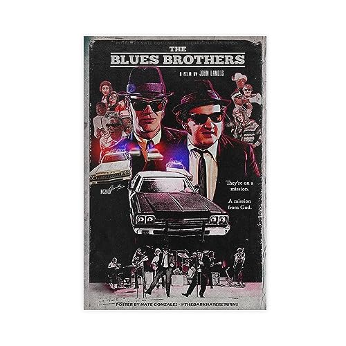 The Blues Brothers 1980 American Musical Action Comedy Film Retro Cover Poster Leinwand Poster Wandkunst Dekor Druck Bild Gemälde für Wohnzimmer Schlafzimmer Dekoration ungerahmt 30 x 45 cm von TONFON
