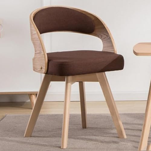 TONG TONG Gepolsterter Esszimmerstühle mit Rückenlehne - Eleganter Drehstuhl Moderner Stuhl Holzbeine für stilvolle Küche und Esszimmer Dekor (Braun) von TONG TONG