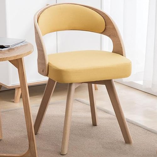 TONG TONG Gepolsterter Esszimmerstühle mit Rückenlehne - Eleganter Drehstuhl Moderner Stuhl Holzbeine für stilvolle Küche und Esszimmer Dekor (Gelb) von TONG TONG