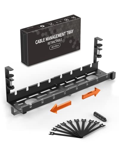 Kabelmanagement unter dem Schreibtisch, Einstellbare 12 "in 21,6" kein Bohrer Draht Untertisch Kabelmanagement, Metall kabelmanagement Korb mit Kabelhalter Krawatten für Büro Heim Schreibtisch von TONGKTAI