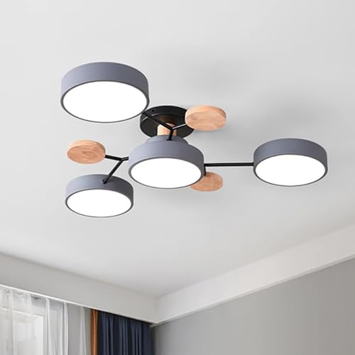 TONGNIDA LED-Deckenleuchte, 48 W, geteilte Deckenleuchte mit vier Leuchten, dreifarbiger Temperatur-Dimmer zur Auswahl, elegante Hallenlampe, Verandalampe (Grau) von TONGNIDA