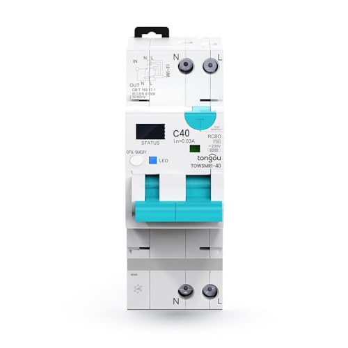 TONGOU 1–40 A 1P+N Typ A Smart RCBO WLAN-Leistungsschalter, unterstützt Erkennung von 30 mA Leckstrom, mit automatischer Rückschaltung, Tuya/Smart Life App-Verbindung, Smart Protection, Smart Home TONGOU 1–40 A 1P+N Typ A Smart RCBO WLAN-Leistungsschalter, unterstützt Erkennung von 30 mA Leckstrom, mit automatischer Rückschaltung, Tuya/Smart Life App-Verbindung, Smart Protection, Smart Home von TONGOU