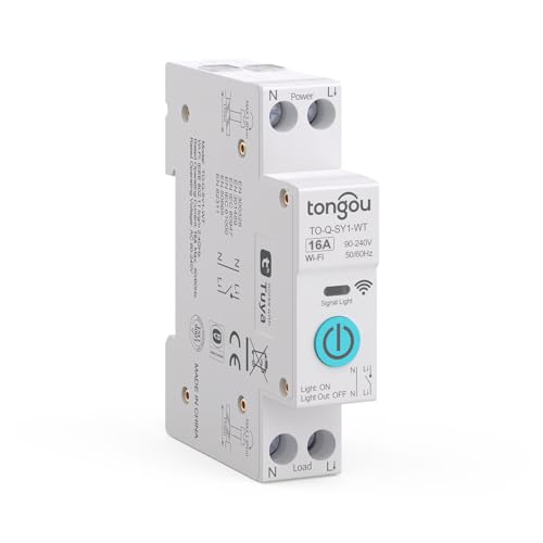 TONGOU DIY 1P+N Hutschiene WiFi Smart Schalter|16A WLAN Intelligenter Relais Schalter|iOS Android App|TUYA/Smart Life App Fernbedienung|für Smart Home|Sprachsteuerung und Zeitmessung TONGOU DIY 1P+N Hutschiene WiFi Smart Schalter|16A WLAN Intelligenter Relais Schalter|iOS Android App|TUYA/Smart Life App Fernbedienung|für Smart Home|Sprachsteuerung und Zeitmessung von TONGOU