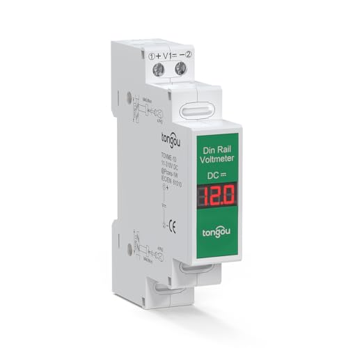 TONGOU DIN-Schienen-Voltmeter DC11~310V, Voltage meter mit roter LCD-Digitalanzeige, DC Messgerat Gleichspannungsprüfung für PV-Solarsystem/Batterie von TONGOU
