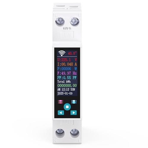 TONGOU Wlan Energiezähler - 50A- 1-phasiger, LCD Digitale Stromzähler Hutschiene DIN mit Zurücksetzen der Stromversorgung Stromüberwachung, Fernbedienung Relaisschalter KWh Zähler von TONGOU