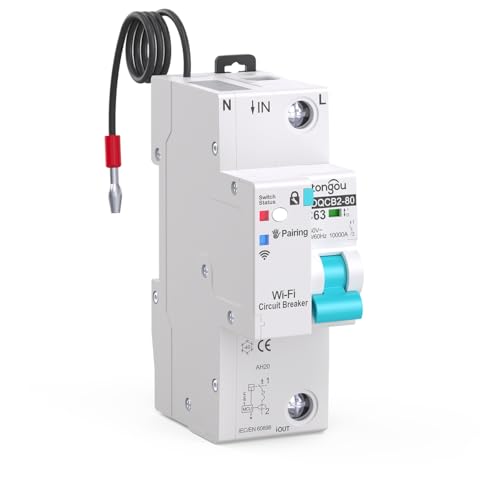 WIFI Intelligenter 1P Mini-Stromkreisunterbrecher mit Energieüberwachung, gesteuert durch Tuya/Smart life APP DIY TONGOU (1P 1-63A adjustable) von TONGOU
