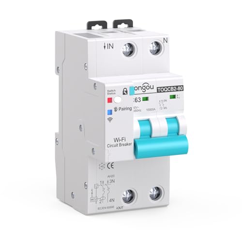 WIFI Intelligenter 2P Mini-Stromkreisunterbrecher mit Energieüberwachung, gesteuert durch Tuya/Smart life APP DIY TONGOU (2P 1-63A adjustable) von TONGOU