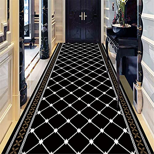 TONGQU Korridor Teppich Läufer Flur, Modern schwarz geometrische rutschfeste Wohnzimmer Teppichläufer Fußabtreter für Wohnzimmer, Schlafzimmer, Küche, Anpassbar Größen,130x300CM von TONGQU