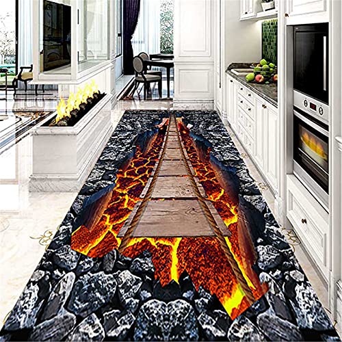 TONGQU Teppich Läufer, Modern 3D-Vulkanmuster Polyester Läufer Flur Teppich für Wohnzimmer Schlafzimmer Küche Flur, Antirutsch Läufer Teppich, Meterware Anpassbar,100x250CM von TONGQU