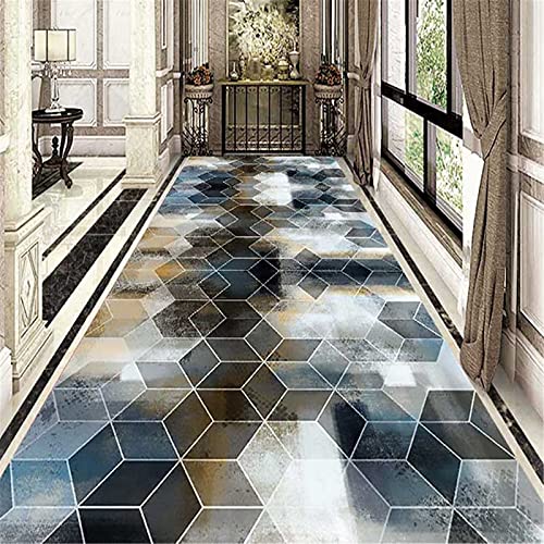 TONGQU Teppich Läufer Flur rutschfest Waschbar, Modern Geometrisches Korridor Kücheläufer Polyester Teppichläufer, viele Größen Anpassbar,50x300CM von TONGQU