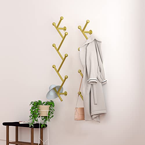 TONGS Wandgarderobe Massivholz zum Aufhängen für Wohnzimmer Schlafzimmer - Dekoration, Handtuchhalter (golden,78 x 22 x 10 cm) von TONGS