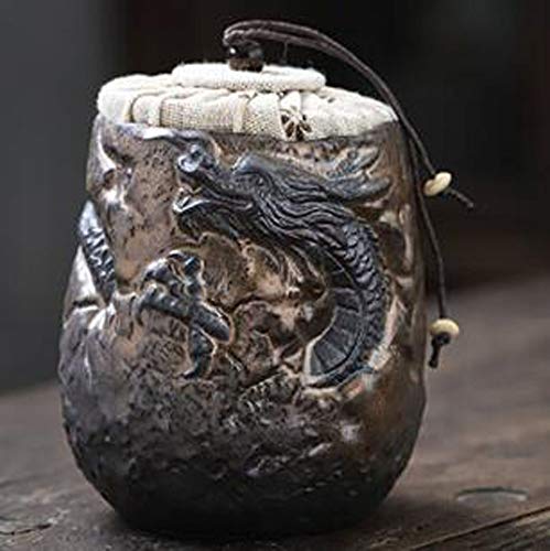 TONGTONG Japanische geprägte Keramik-Teedose, traditionelle Teedose, versiegelte Dose für den Haushalt, feuchtigkeitsbeständig, Vorratsglas A14 von TONGTONG