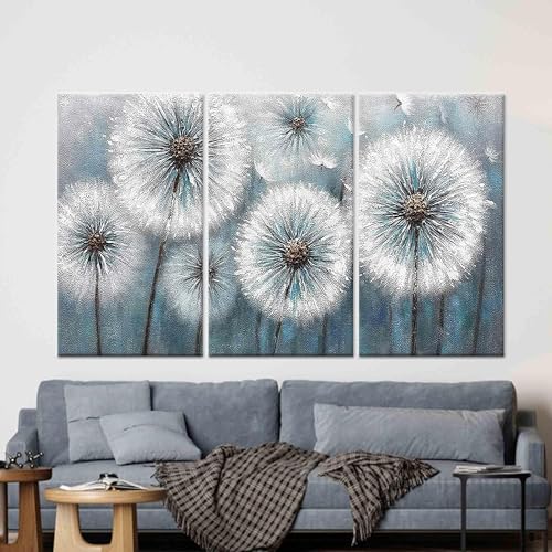 TONGYINLI Leinwandbild fürs Wohnzimmer, Löwenzahn-Poster und -Drucke, abstraktes Gemälde, Kunstwerk für die Wohnzimmerdekoration, 70 x 140 cm x 3 Rahmen von TONGYINLI