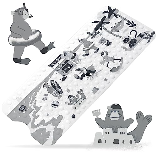 Toniamo Badewannenmatte Kinder 100x40 cm | Badematte rutschfest für Baby & Kinder | Antirutschmatte Badewanne BPA-frei | rutschfeste Badewannen Matte antibakteriell | Anti Rutschmatte 'Strand' von TONIAMO