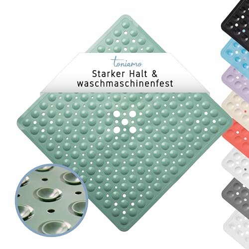 Toniamo Duschmatte 53x53 cm grün | Antirutschmatte Dusche in Premium-Qualität | komfortable Rutschmatte Wellness | Badematte rutschfest | antibakteriell & maschinenwaschbar | Duscheinlage rutschfest von TONIAMO