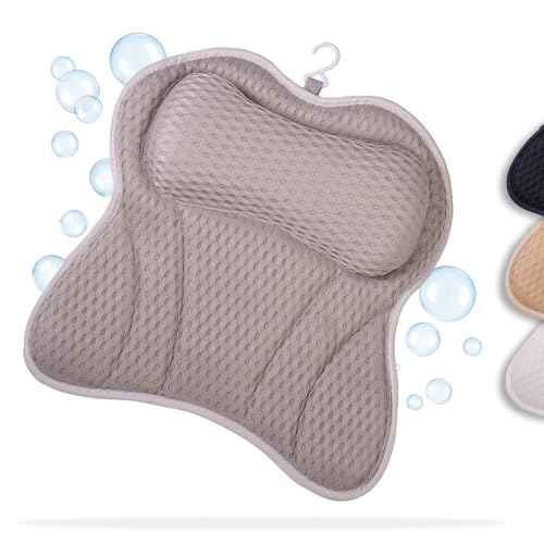 Toniamo Badewannenkissen | Premium Badekissen für Badewanne mit Kopfstütze & Nackenstütze | Kissen ideal als Badewannen Nackenkissen & Kopfkissen | Ergonomisches Wannenkissen mit Saugnäpfen | Grau von TONIAMO