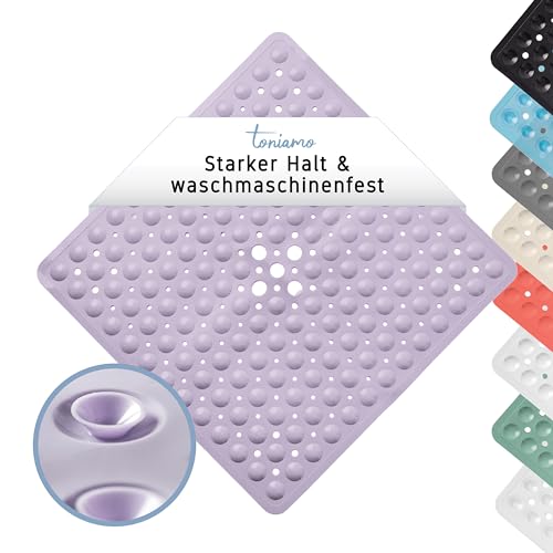 Toniamo Duschmatte rutschfest 53x53 cm | Antirutschmatte Dusche quadratisch | Rutschmatte Dusche antibakteriell & maschinenfest | Duscheinlage rutschfest BPA-frei | Lavendel von TONIAMO