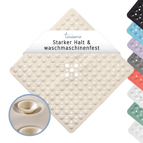 Toniamo Duschmatte rutschfest 53x53 cm | Antirutschmatte Dusche quadratisch | Rutschmatte Dusche antibakteriell & maschinenfest | Duscheinlage rutschfest BPA-frei | Sand von TONIAMO