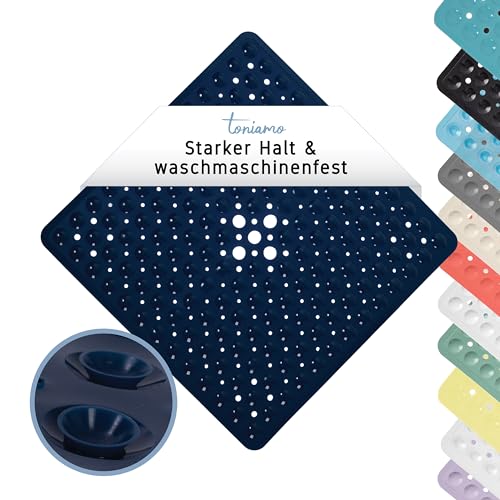 Toniamo Duschmatte rutschfest 53x53 cm | Antirutschmatte Dusche quadratisch | Rutschmatte Dusche antibakteriell & maschinenfest | Duscheinlage rutschfest BPA-frei | Nightblue von TONIAMO