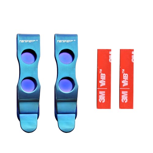 TONIFE Mehrzweck-Clip Montierbarer Taschenclip für Smartphones, gesichert mit 3M VHB-Kleber, Klebebeschlag aus Edelstahl 2er Pack (Blau Titan x2) von TONIFE