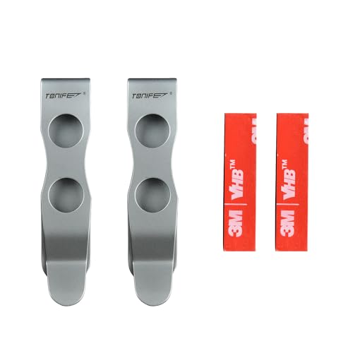TONIFE Mehrzweck-Clip Montierbarer Taschenclip für Smartphones, gesichert mit 3M VHB-Kleber, Klebebeschlag aus Edelstahl 2er Pack (Perlstrahlen x2) von TONIFE