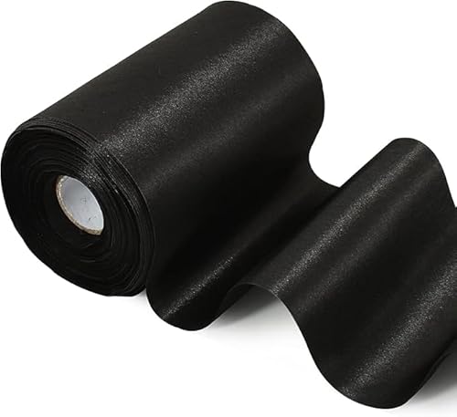 TONIFUL 10cm x 10M schwarzes ​Band breit geschenkband große Schleife Satinband für Auto Bogen Große Eröffnungszeremonie Schleifen Partydekoration Stuhl Hochzeit Der Valentinstag von TONIFUL