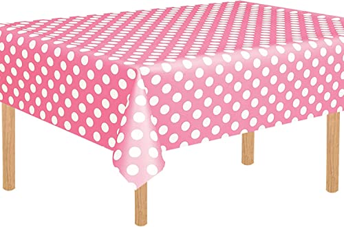 TONIFUL 3 Stück rosa Gepunktete Kunststoff-Tischdecke 137 x 274 cm Gepunktete Tischdecke für Catering, Food-Service, Buffets, Familientreffen und andere gelegentliche Party-Event-Dekorationen von TONIFUL