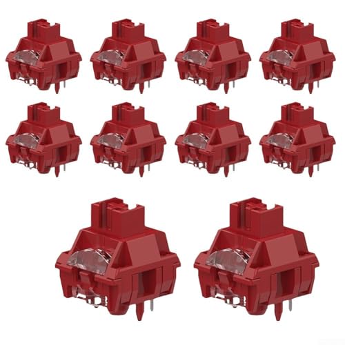 10 TTC V2 Mechanische Tastaturschalter Leiser Linearer Typ mit doppelter leiser Struktur und vorgeschmiert für leise und reibungslose Nutzung (rot) von TONIXY