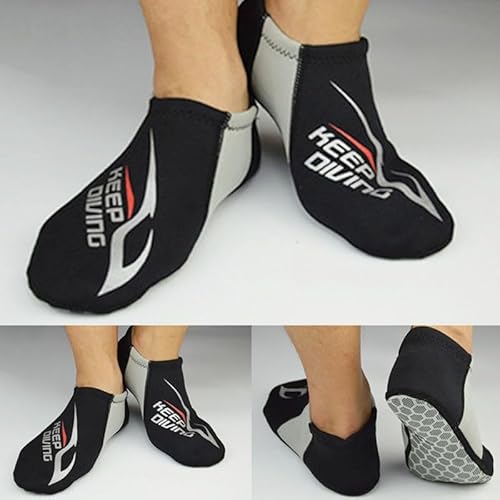 3 mm Schwimmsocken für Wassersport, geeignet zum Schnorcheln, Surfen und mehr (L Grau) von TONIXY