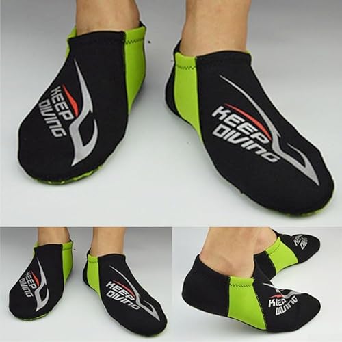 3 mm Schwimmsocken für Wassersport, geeignet zum Schnorcheln, Surfen und mehr (L Grün) von TONIXY