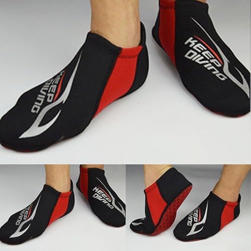 3 mm Schwimmsocken für Wassersport, geeignet zum Schnorcheln, Surfen und mehr (L Rot) von TONIXY