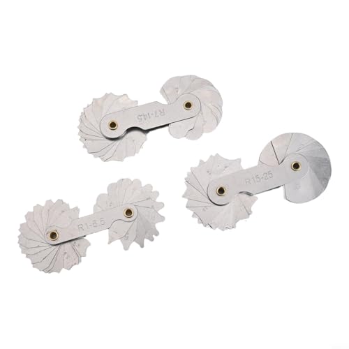 3-teiliges Edelstahl-Werkzeug-Set für Radius-Verrundungslehre Messung von gekrümmten Oberflächen von TONIXY