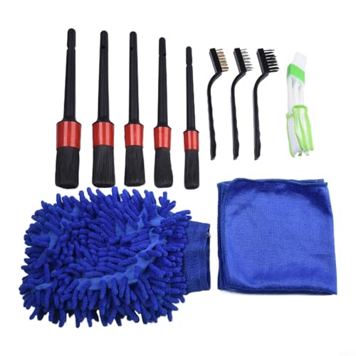 Auto-Detail-Pinsel-Set, 13-teilig, Reinigungswerkzeuge und Handschuhe für gründliche Autowartung Auto-Detail-Pinsel-Set, 13-teilig, Reinigungswerkzeuge und Handschuhe für gründliche Autowartung von TONIXY