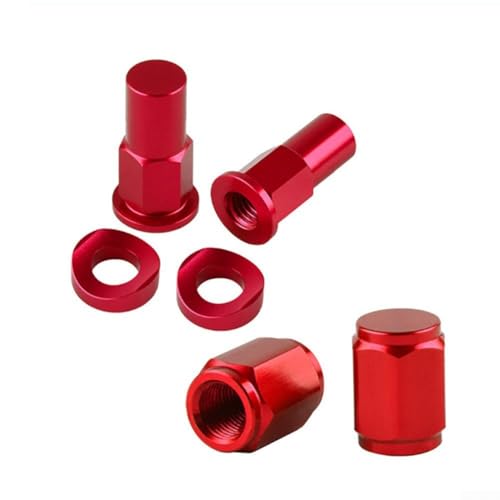 CNC-verarbeitetes Aluminium-Felgen-Sicherungsmuttern mit Ventilkappen-Abstandshalter, entworfen für Standard-Reifen von 8 mm x 25 mm Dirt Bike und Beach Bike (rot) von TONIXY
