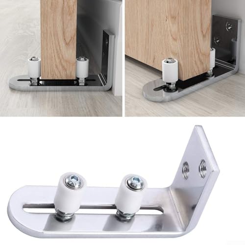 Edelstahl-Scheunentor-Bodenführung mit Chrom-Finish, Wandmontage und voll verstellbarer Hardware zur Sicherung von Türrollen und Verhinderung von Türschwingen Edelstahl-Scheunentor-Bodenführung mit Chrom-Finish, Wandmontage und voll verstellbarer Hardware zur Sicherung von Türrollen und Verhinderung von Türschwingen von TONIXY