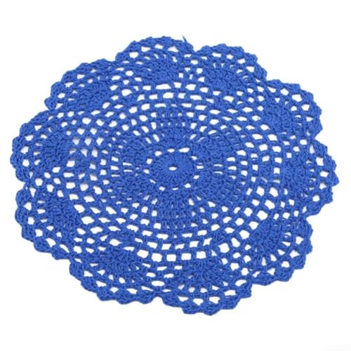 Handgefertigtes Untersetzer-Set aus Spitze für festliche Tischdekoration, 10 rutschfeste Tischsets für Tassen und Tassen (blau) von TONIXY