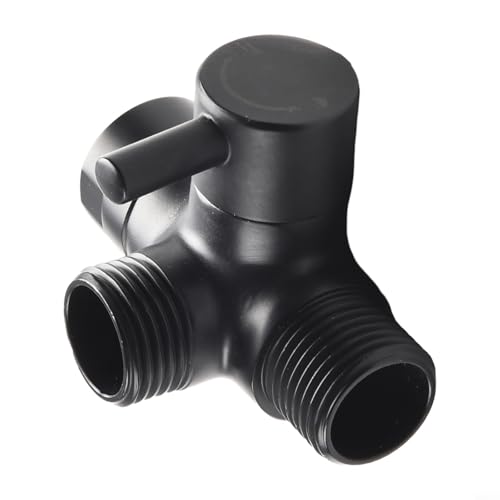Messing T-Adapter Duschkopf Umstellventil, Duschumstellventil, G1/2 mit zwei Ausgängen Halterung für Handbrause (schwarz) von TONIXY