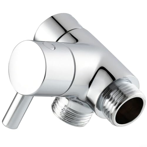 Messing T-Adapter Duschkopf Umstellventil, Duschumstellventil, G1/2 mit zwei Ausgängen Halterung für festen Handbrause (Silber) von TONIXY