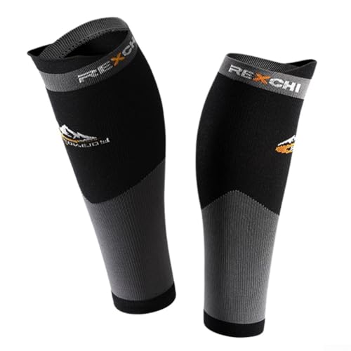 Schienbeinschiene, Kompressionsstrümpfe, Wadenstütze, Ärmel für Laufen und sportliche Aktivitäten (L Schwarz) von TONIXY