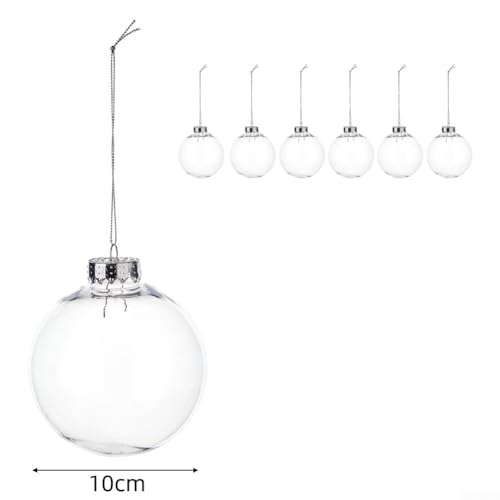 Set aus transparenten Acrylkugeln zum Selbermachen für Weihnachtsbaumschmuck und Hochzeitsfeier-Dekoration, geeignet für individuelle Designs und Bastelarbeiten (10 cm) von TONIXY