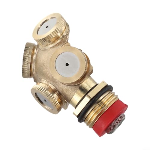 TONIXY 1,27 cm Messing-Sprühdüse mit Filter, 4-Loch-Sprühkopf für Gartenbewässerung, Landschaftsbau, Kühlung und landwirtschaftliche Bewässerung für kleine Flächen (1 Stück) von TONIXY