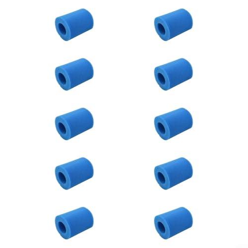 TONIXY 10 Stück waschbare wiederverwendbare Schwimmbad-Filter-Schaumstoffkartuschen Ersatz, für Typ II 530-800 GPH Modelle 58094, blauer Schwamm von TONIXY