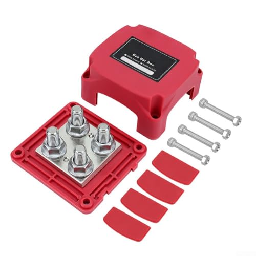 TONIXY 400 A Marine Sammelschienen-Verteilerplatte, M10 Klemmleisten-Powerbox, für Wohnmobil, Boot, LKW, 12–48 V DC-System (rot) von TONIXY