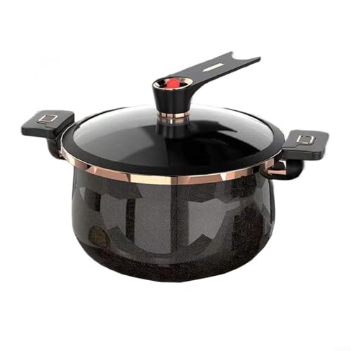 TONIXY 5L/7L Suppentopf Schnellkochtopf mit Deckel und Doppelgriff Antihaft Suppentopf kompatibel für Gas-Induktionsherde 26/28 cm (5 l schwarz) von TONIXY
