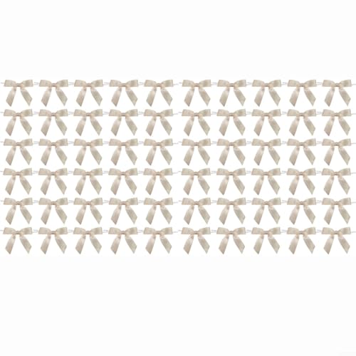 TONIXY 60 Stück Stoffschleifen Dekorationen für Hochzeit Geburtstag Weihnachten Party Verpackung und Weinglas Ornament in Schwarz Rosa Creme (Meter weiß) von TONIXY