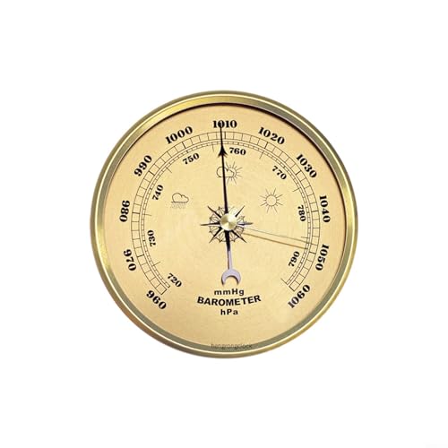 TONIXY Analoges Barometer-Thermometer, Hygrometer mit Metallrahmen, Haushaltsuhr, Basteln, Heimbüro, Dekoration, Gold (90 mm) von TONIXY