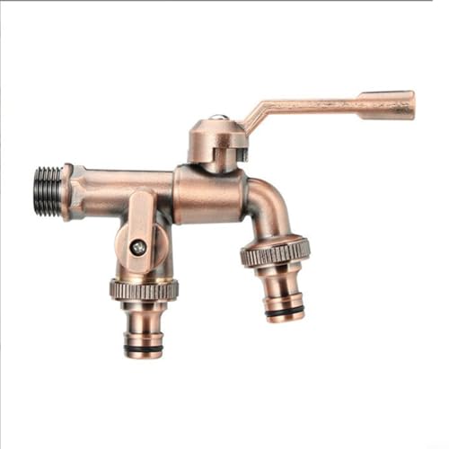 TONIXY Antiker Messinghahn mit zwei Ausgängen für bequeme Anwendungen im Freien (Rotbronze) von TONIXY