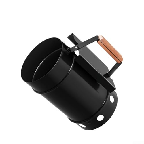 TONIXY BBQ Holzkohle Starter Eimer, verzinkter Stahl Zünder mit Holzgriff, schnelles Anzünden Werkzeug für Outdoor Grillen und Camping (schwarz) von TONIXY