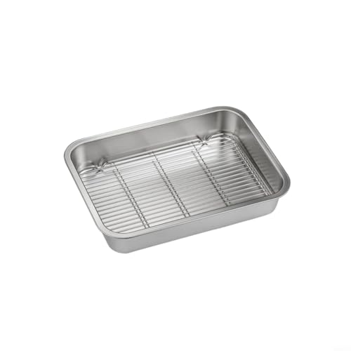 TONIXY Backbleche für den Ofen, nicht leicht zu reinigendes Set aus Edelstahl mit Kühlgitter für Küche, Grill, Kuchen (23 x 17 x 5 cm) von TONIXY